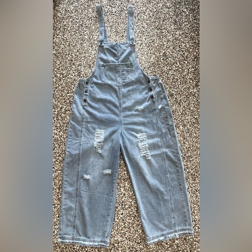 Distressed Denim Overalls